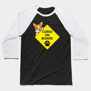 Corgi on Board T-Shirt (Tri Color Corgi) Baseball T-Shirt